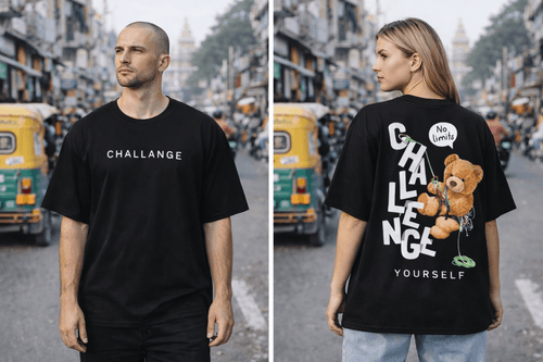 CHALLANGE Oversized Streetwear T-Shirt – black | Retro Collars