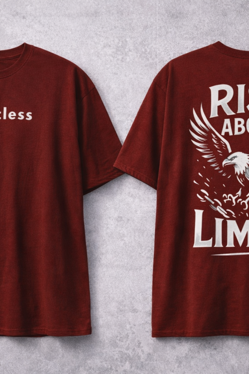 Limitless Oversized Streetwear T-Shirt – Maroon| Retro Collars