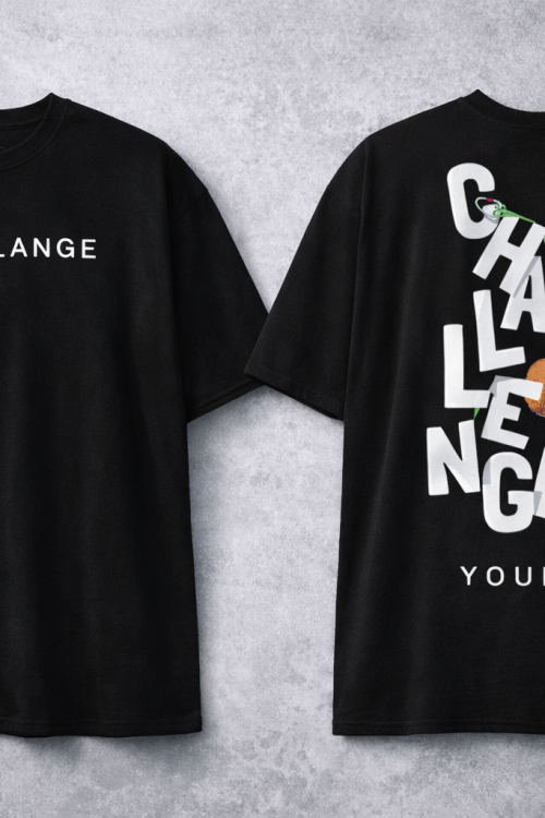 CHALLANGE Oversized Streetwear T-Shirt – black | Retro Collars