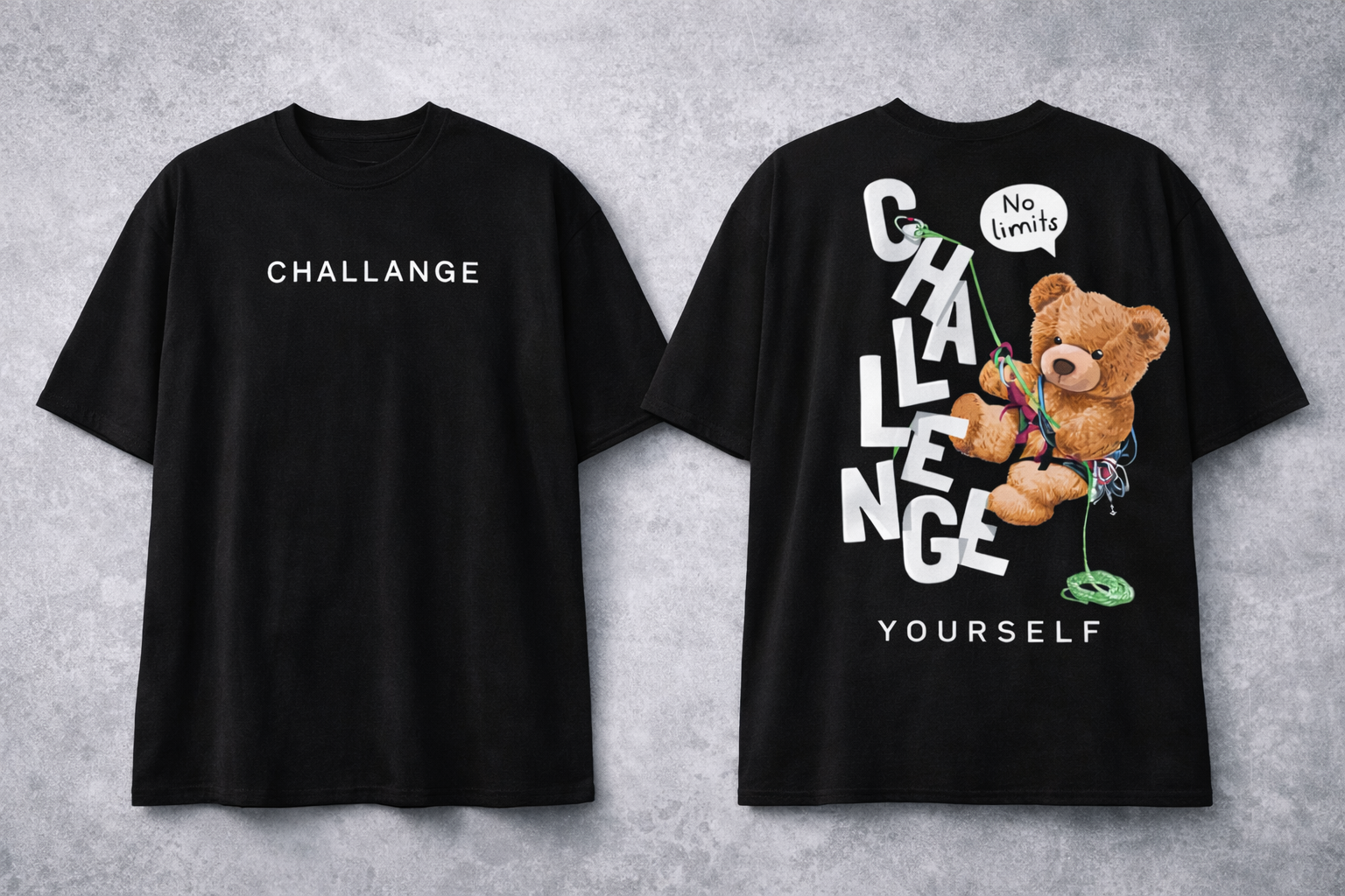 CHALLANGE Oversized Streetwear T-Shirt – black | Retro Collars